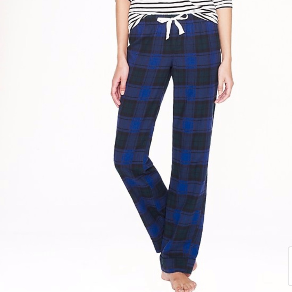 J. Crew | Pajama pant in green-blue plaid flannel